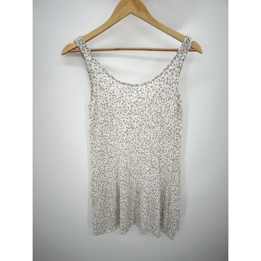 Pink Rose Yellow Floral Sleeveless Scoop Neck‎ Mini Dress Womens Size S Small